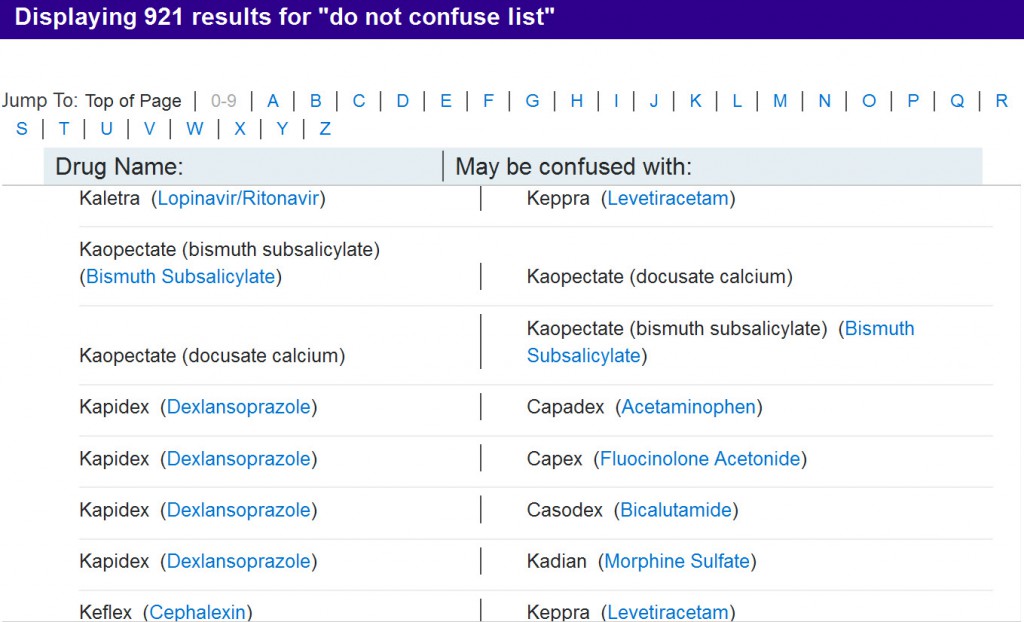 Micromedex "Do Not Confuse List"