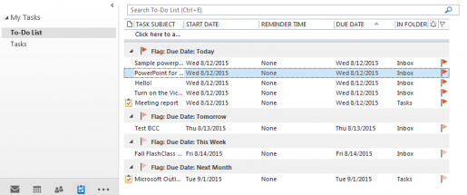 how to see tasks in outlook