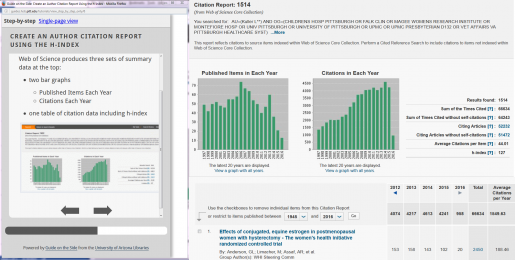 Guide on the SideWeb of Science Citation Report 