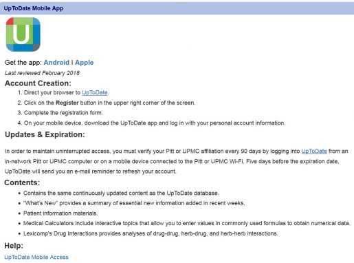 Information about UpToDate app