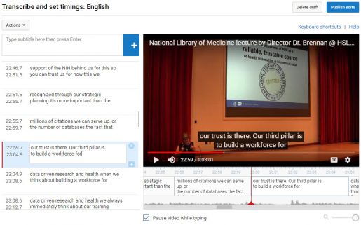 YouTube Transcribe and Set timings