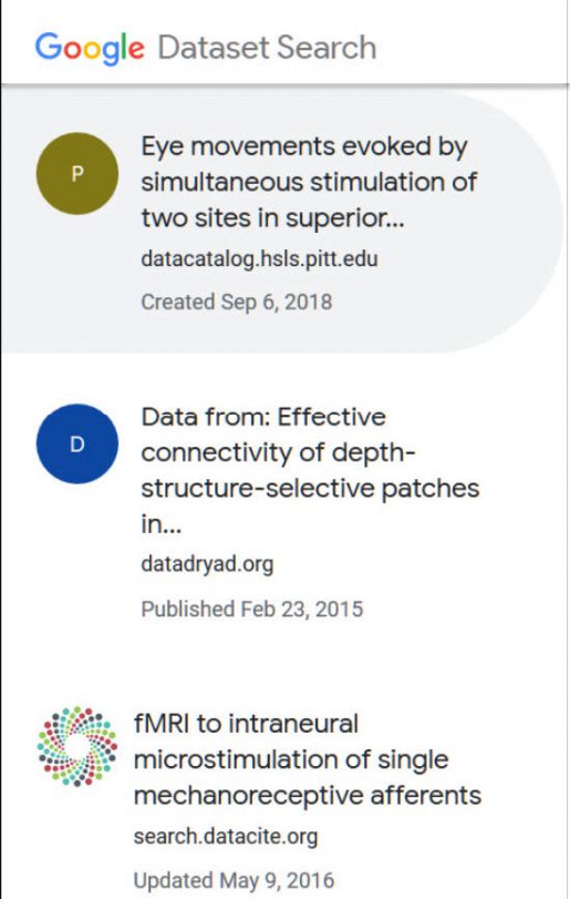 Google Dataset results showing Eye Movements