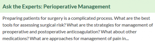 Discussion question on perioperative management