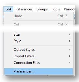 Edit Prefences Menu for PC
