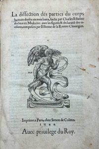 French title and description of Estienne anatomy book 