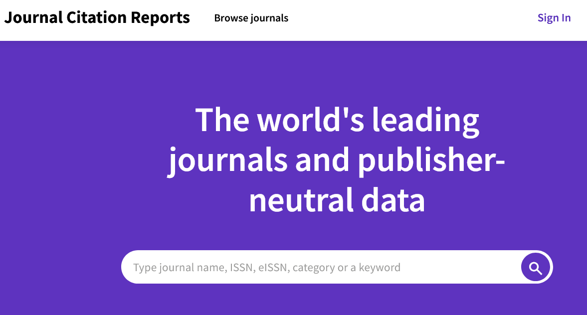 Search Journal Citation Reports from the homepage