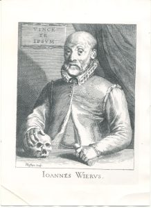 Etching-style portrait of the author, with his name: Ioannes Wiervs